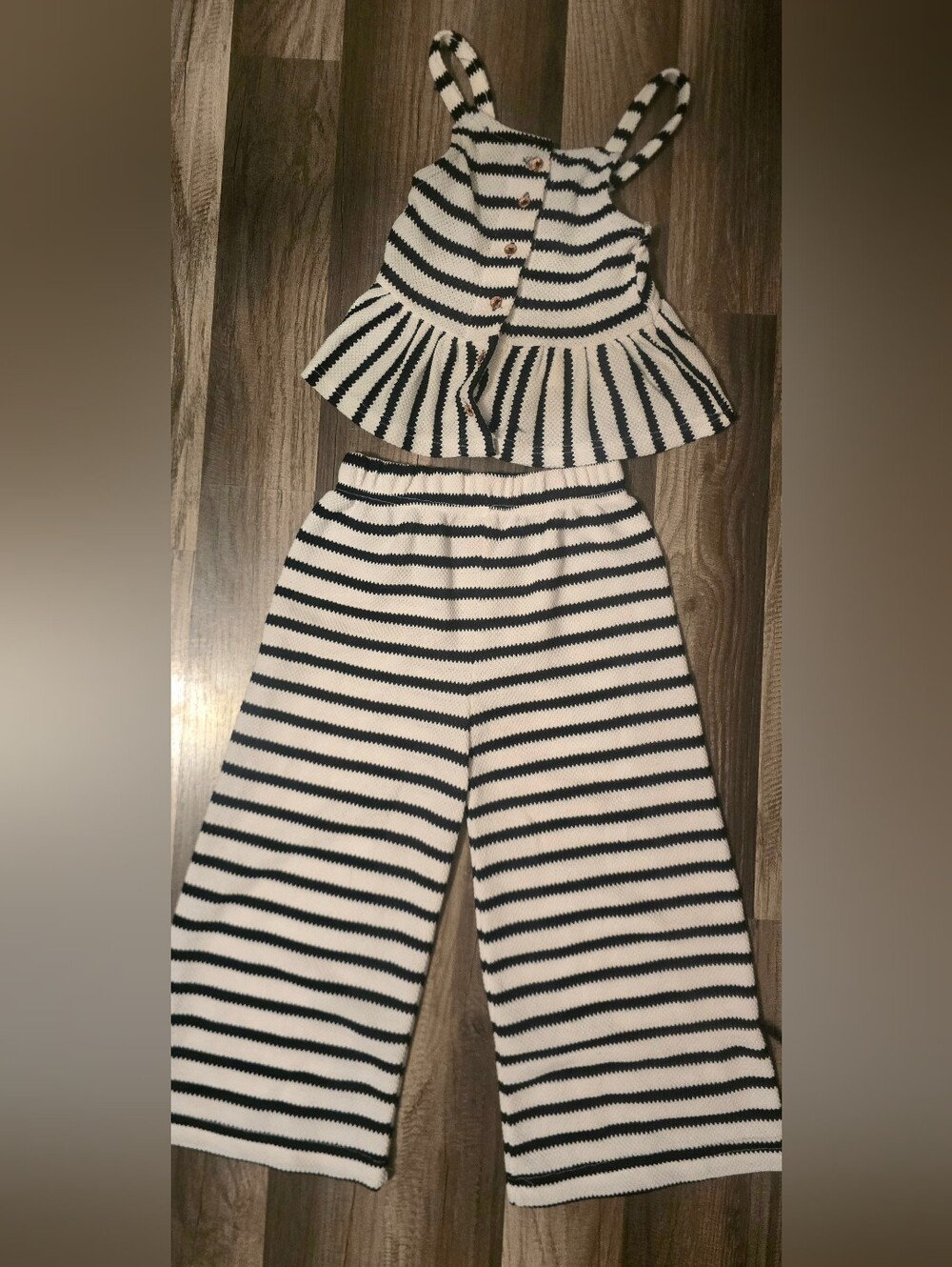 Vince Camuto Striped Knit Two-Piece One-Piece Set - Navy & White